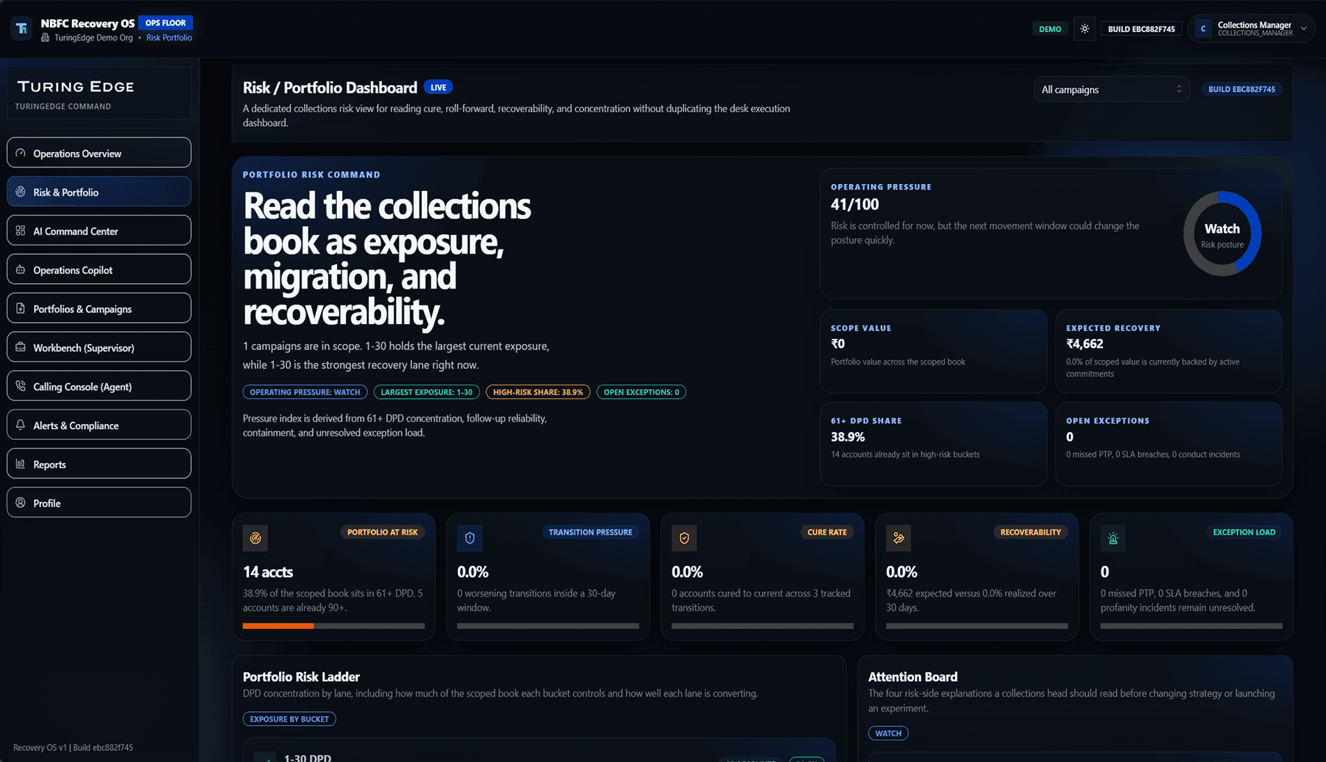 Collections OS dashboard
